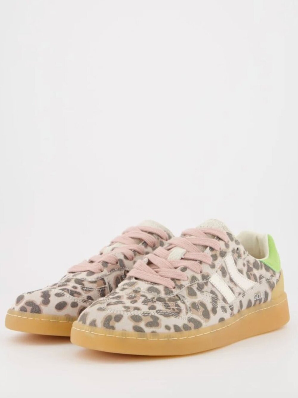 Coolway Goal Leo Leopard Print Sneakers, Pink Laces w/ Box